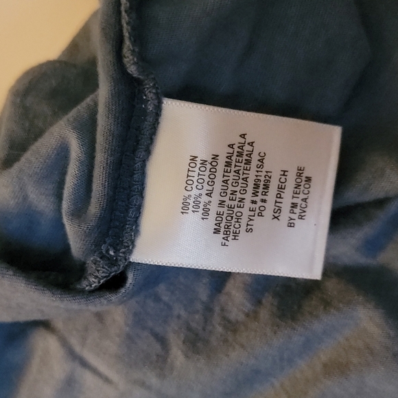 RVCA Cotton Short Sleeve V Neck Top Size X Small Blue - Picture 4 of 5